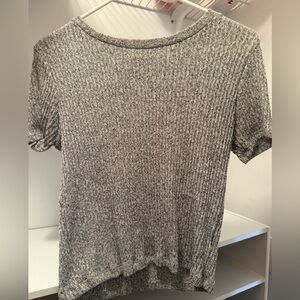 Forever 21 Gray Ribbed Short Sleeve T-Shirt